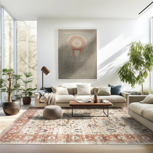 Oriental Weavers Sumter Indoor Area Rug - Soft Low-pile Polyester With Non-slip Backing For Easy Care & Style Ivory,Rust Polyester Ssum03228305st