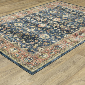 Oriental Weavers Sumter Indoor Area Rug - Soft, Machine Washable Polyester With Non-slip Backing For Easy Care Blue,Rust Polyester Ssum04107168st