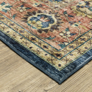 Oriental Weavers Sumter Indoor Area Rug - Soft, Machine Washable Polyester With Non-slip Backing For Easy Care Blue,Rust Polyester Ssum04107168st