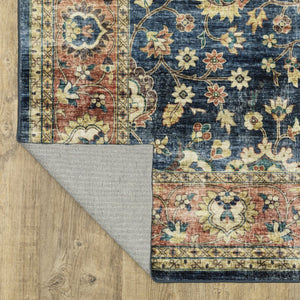 Oriental Weavers Sumter Indoor Area Rug - Soft, Machine Washable Polyester With Non-slip Backing For Easy Care Blue,Rust Polyester Ssum04107168st