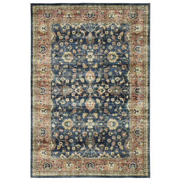 Oriental Weavers Sumter Indoor Area Rug - Soft, Machine Washable Polyester With Non-slip Backing For Easy Care Blue,Rust Polyester Ssum04107168st
