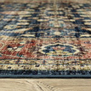 Oriental Weavers Sumter Indoor Area Rug - Soft, Machine Washable Polyester With Non-slip Backing For Easy Care Blue,Rust Polyester Ssum04107168st