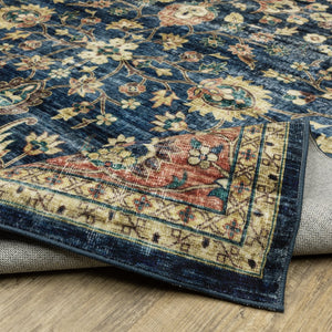 Oriental Weavers Sumter Indoor Area Rug - Soft, Machine Washable Polyester With Non-slip Backing For Easy Care Blue,Rust Polyester Ssum04107168st