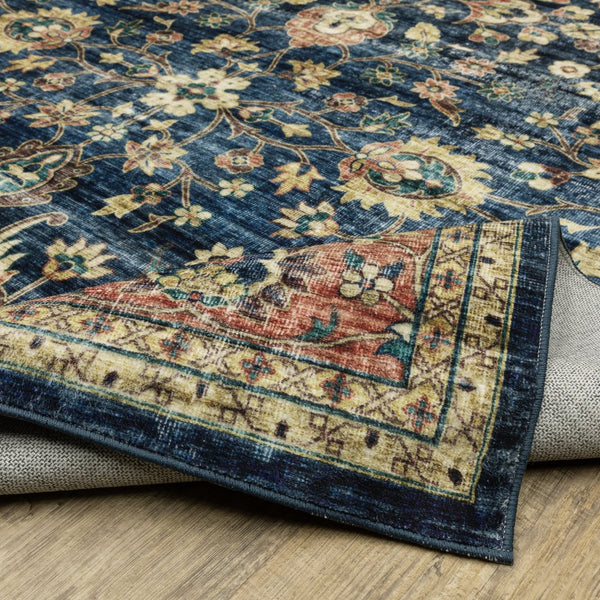 Oriental Weavers Sumter Indoor Area Rug - Soft, Machine Washable Polyester With Non-slip Backing For Easy Care Blue,Rust Polyester Ssum04107168st