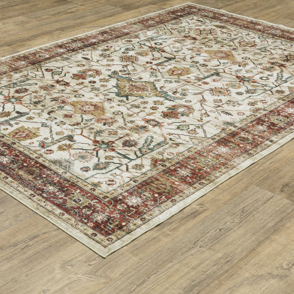 Oriental Weavers Sumter Indoor Area Rug - Soft, Machine Washable, Non-slip Backing For High-traffic Family Spaces Ivory,Rust Red Polyester Ssum05107168st