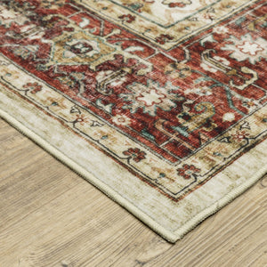 Oriental Weavers Sumter Indoor Area Rug - Soft, Machine Washable, Non-slip Backing For High-traffic Family Spaces Ivory,Rust Red Polyester Ssum05107168st