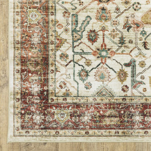 Oriental Weavers Sumter Indoor Area Rug - Soft, Machine Washable, Non-slip Backing For High-traffic Family Spaces Ivory,Rust Red Polyester Ssum05107168st