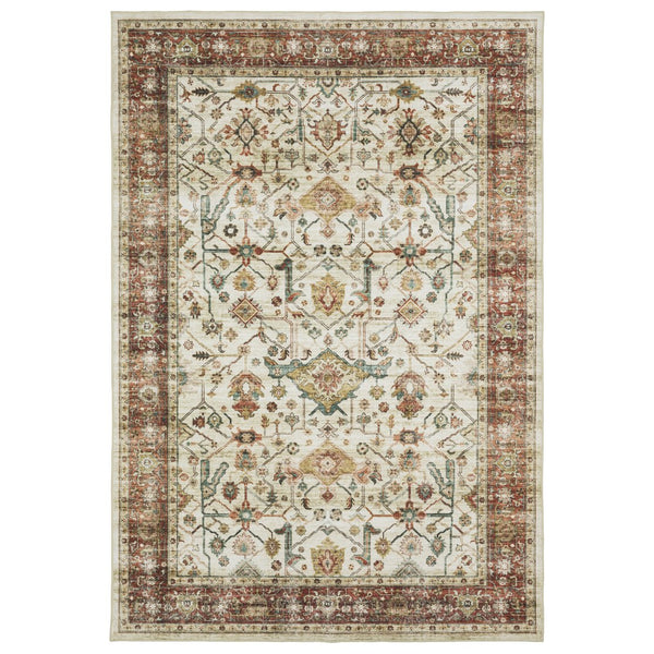 Oriental Weavers Sumter Indoor Area Rug - Soft, Machine Washable, Non-slip Backing For High-traffic Family Spaces Ivory,Rust Red Polyester Ssum05107168st