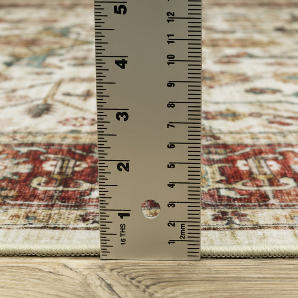 Oriental Weavers Sumter Indoor Area Rug - Soft, Machine Washable, Non-slip Backing For High-traffic Family Spaces Ivory,Rust Red Polyester Ssum05107168st