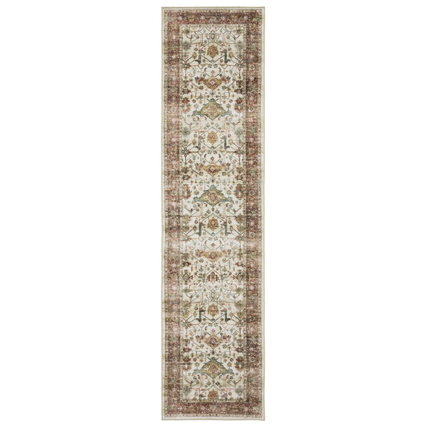 Oriental Weavers Sumter Indoor Area Rug - Soft, Machine Washable, Non-slip Backing For High-traffic Family Spaces Ivory,Rust Red Polyester Ssum05061244st