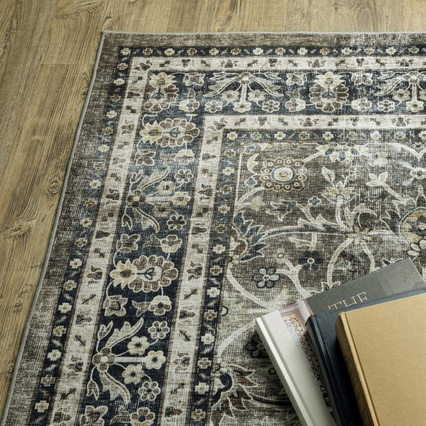 Oriental Weavers Sumter Indoor Area Rug - Machine Washable, Non-slip Backing, Perfect For High-traffic Family Spaces Charcoal Grey,Blue Polyester Ssum06228305st