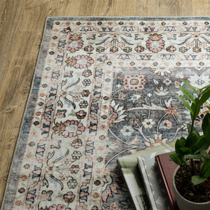 Oriental Weavers Sumter Indoor Area Rug - Machine Washable, Non-slip Backing, Soft Low-pile, Traditional Design Grey,Ivory Polyester Ssum07228305st