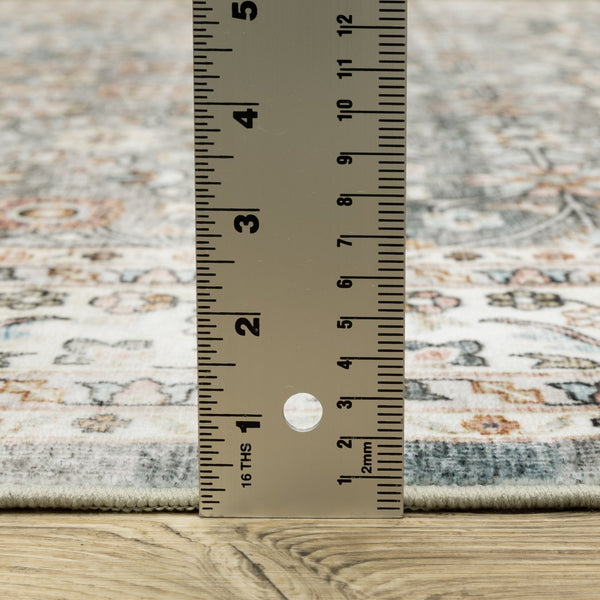 Oriental Weavers Sumter Indoor Area Rug - Machine Washable, Non-slip Backing, Soft Low-pile, Traditional Design Grey,Ivory Polyester Ssum07228305st