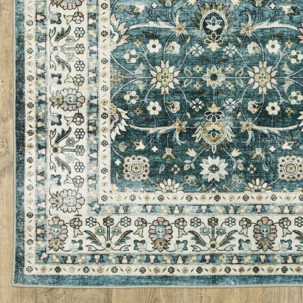 Oriental Weavers Sumter Indoor Area Rug - Machine Washable, Non-slip Backing, High-traffic Friendly, Soft Design Teal,Ivory Polyester Ssum08061244st