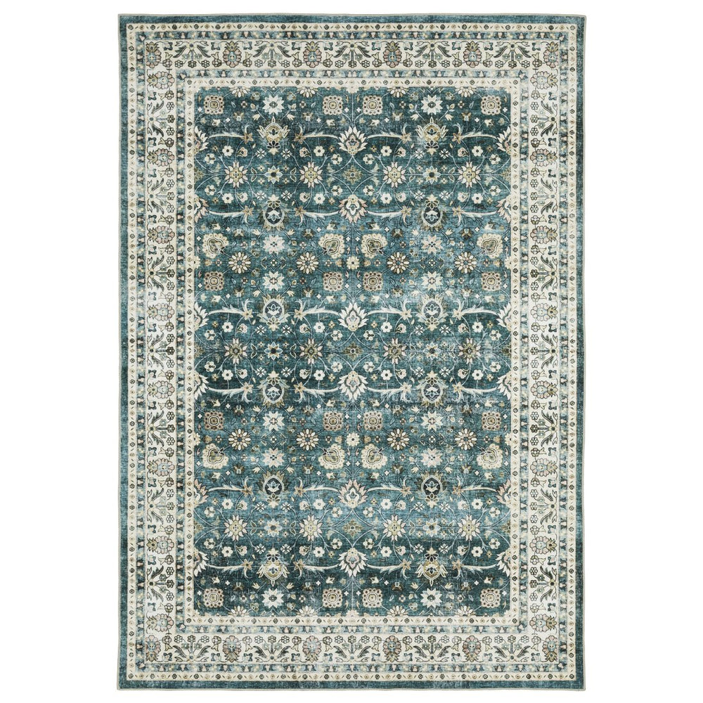 Oriental Weavers Sumter Indoor Area Rug - Machine Washable, Non-slip Backing, High-traffic Friendly, Soft Design Teal,Ivory Polyester Ssum08152213st