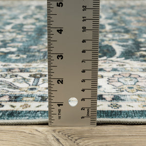 Oriental Weavers Sumter Indoor Area Rug - Machine Washable, Non-slip Backing, High-traffic Friendly, Soft Design Teal,Ivory Polyester Ssum08061244st