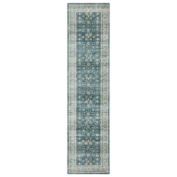 Oriental Weavers Sumter Indoor Area Rug - Machine Washable, Non-slip Backing, High-traffic Friendly, Soft Design Teal,Ivory Polyester Ssum08061244st