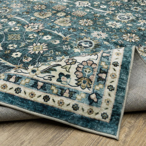 Oriental Weavers Sumter Indoor Area Rug - Machine Washable, Non-slip Backing, High-traffic Friendly, Soft Design Teal,Ivory Polyester Ssum08061244st