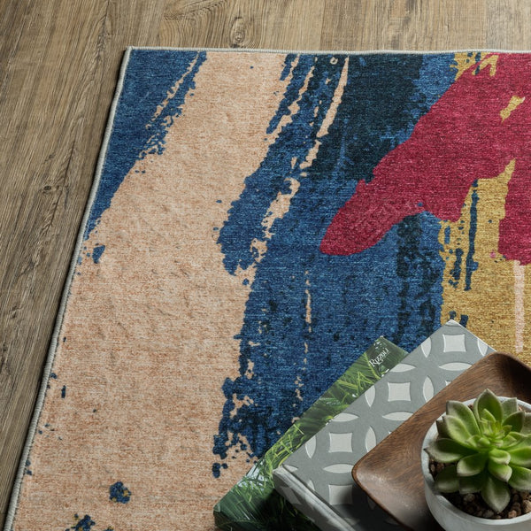 Oriental Weavers Sumter Indoor Area Rug – Machine Washable, Non-slip Backing, Perfect For High-traffic Spaces Blue,Gold Polyester Ssum09152213st