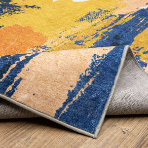 Oriental Weavers Sumter Indoor Area Rug – Machine Washable, Non-slip Backing, Perfect For High-traffic Spaces Blue,Gold Polyester Ssum09152213st