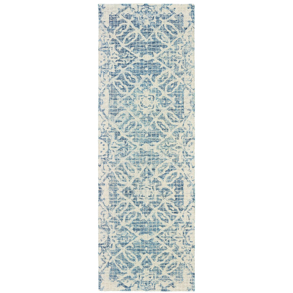 Oriental Weavers Tallavera Hand-tufted Wool Area Rug – Cozy Loop Construction With Trendy Tile Patterns For Modern Spaces Blue,Ivory Wool T55603076243st