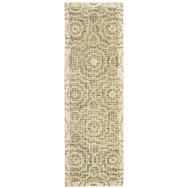 Oriental Weavers Tallavera Indoor Area Rug - Hand-tufted 100% Wool With Stylish Tile-inspired Patterns For Cozy Spaces Green,Ivory Wool T55606076243st