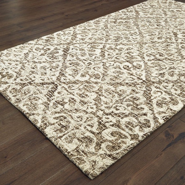 Oriental Weavers Tallavera Hand-tufted Wool Area Rug With Cozy Looped Construction For Casual Spaces And Timeless Style Brown,Ivory Wool T55607106167st