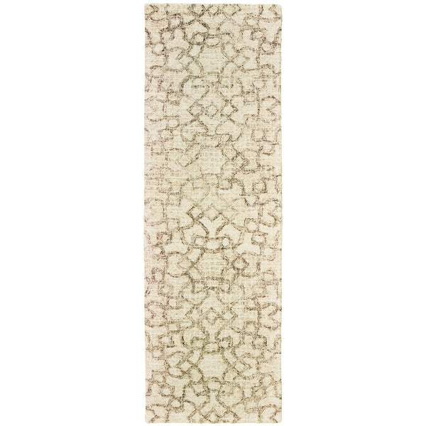 Oriental Weavers Tallavera Hand-tufted 100% Wool Area Rug With Cozy Looped Texture And Modern Tile-inspired Design Tan,Ivory Wool T55608076243st