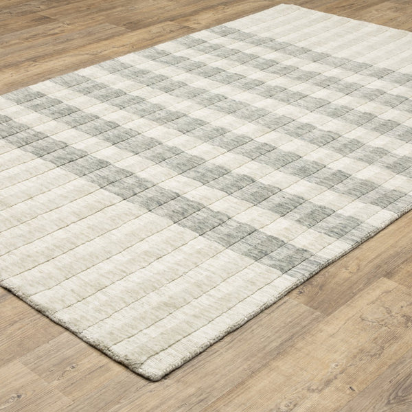 Oriental Weavers Thatcher Hand-Loomed Beige Gray Indoor Rug 5'X8' — Sustainable Pet Space-Dyed Stripes, Low-Profile Texture TTHA01152243ST