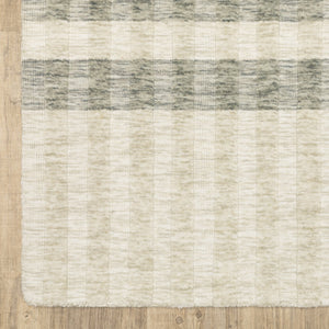 Oriental Weavers Thatcher Hand-Loomed Beige Gray Indoor Rug 5'X8' — Sustainable Pet Space-Dyed Stripes, Low-Profile Texture TTHA01152243ST