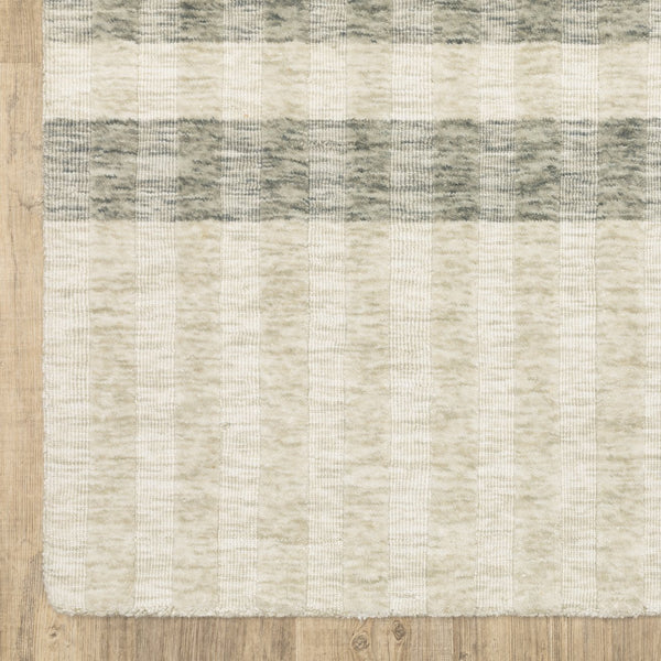 Oriental Weavers Thatcher Hand-Loomed Beige Gray Indoor Rug 5'X8' — Sustainable Pet Space-Dyed Stripes, Low-Profile Texture TTHA01152243ST