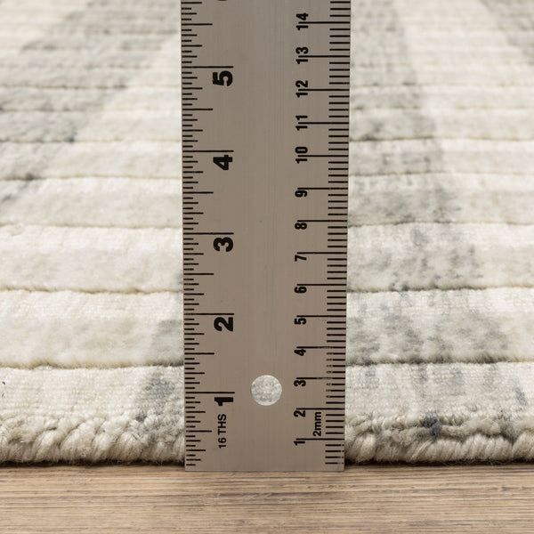 Oriental Weavers Thatcher Hand-Loomed Beige Gray Indoor Rug 5'X8' — Sustainable Pet Space-Dyed Stripes, Low-Profile Texture TTHA01152243ST