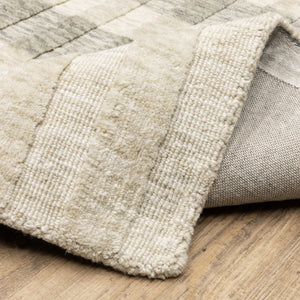 Oriental Weavers Thatcher Hand-Loomed Beige Gray Indoor Rug 5'X8' — Sustainable Pet Space-Dyed Stripes, Low-Profile Texture TTHA01152243ST