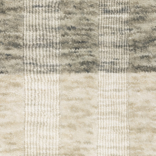 Oriental Weavers Thatcher Hand-Loomed Beige Gray Indoor Rug 5'X8' — Sustainable Pet Space-Dyed Stripes, Low-Profile Texture TTHA01152243ST