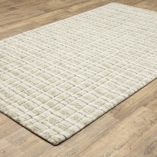 Oriental Weavers Thatcher Hand-Loomed Beige Plaid Area Rug 8'X10' — Wool-Like Recycled Pet, Low-Shed, Easy Care TTHA02243305ST
