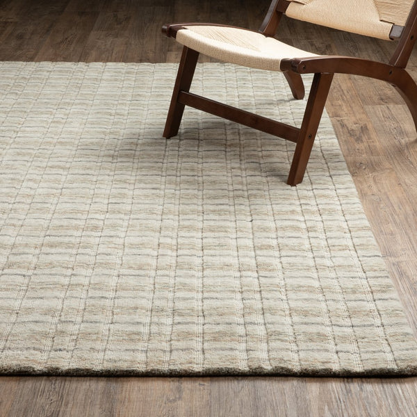 Oriental Weavers Thatcher Hand-Loomed Beige Plaid Area Rug 8'X10' — Wool-Like Recycled Pet, Low-Shed, Easy Care TTHA02243305ST