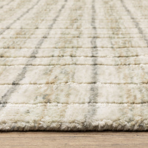 Oriental Weavers Thatcher Hand-Loomed Beige Plaid Area Rug 8'X10' — Wool-Like Recycled Pet, Low-Shed, Easy Care TTHA02243305ST