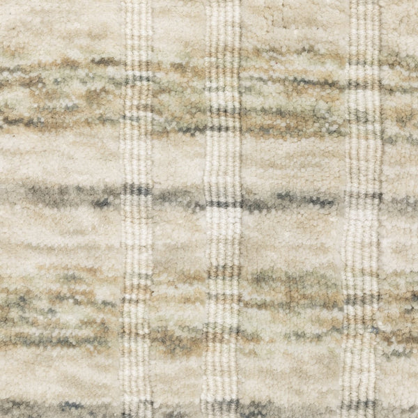 Oriental Weavers Thatcher Hand-Loomed Beige Plaid Area Rug 8'X10' — Wool-Like Recycled Pet, Low-Shed, Easy Care TTHA02243305ST