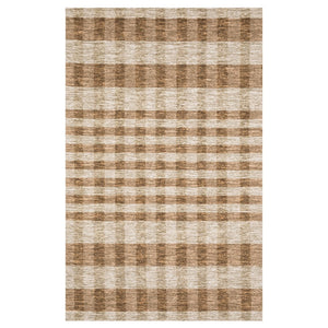 Oriental Weavers Thatcher Hand‑Loomed Beige Rust Plaid Area Rug 8'X10' – Sustainable Pet, Soft Wool Look, Low-Shedcomfort TTHA04243305ST