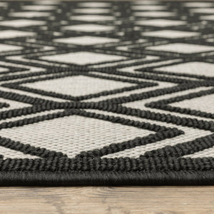 Oriental Weavers Torrey Indoor/Outdoor Area Rug - Tactile Flatwoven And Loop Textures In Marine Blue & Charcoal Light Grey,Black Polypropylene T4151g055114st