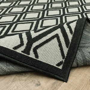 Oriental Weavers Torrey Indoor/Outdoor Area Rug - Tactile Flatwoven And Loop Textures In Marine Blue & Charcoal Light Grey,Black Polypropylene T4151g055114st