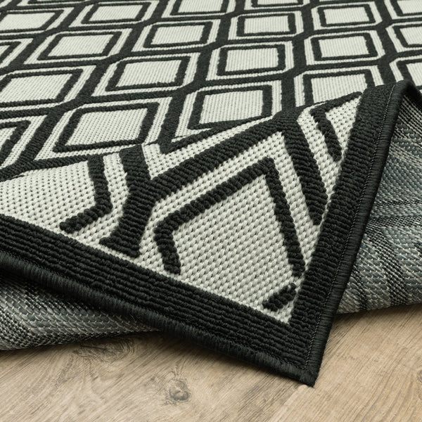 Oriental Weavers Torrey Indoor/Outdoor Area Rug - Tactile Flatwoven And Loop Textures In Marine Blue & Charcoal Light Grey,Black Polypropylene T4151g055114st