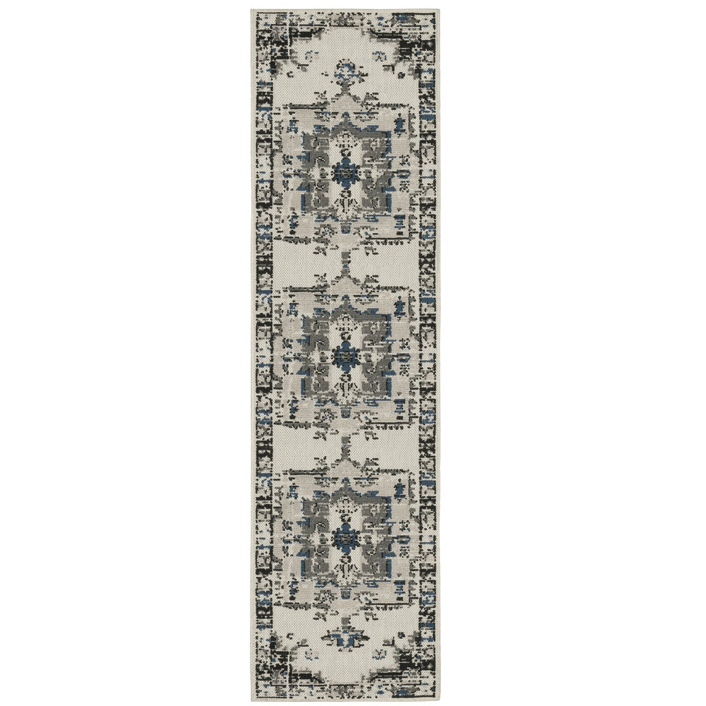 Oriental Weavers Torrey Indoor/Outdoor Area Rug - Unique Flatwoven And Loop Textures In Tri-colored Marine Blue Shades Light Grey,Grey Polypropylene T5561h055220st