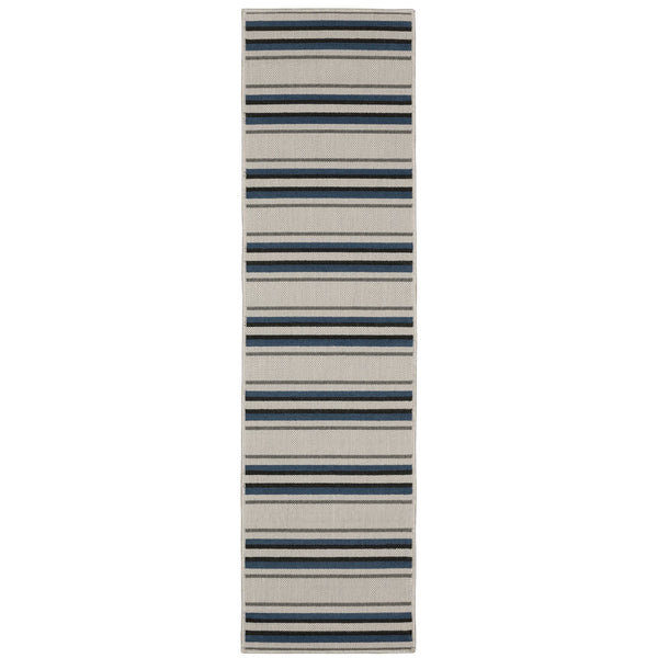 Oriental Weavers Torrey Indoor/Outdoor Area Rug – Stylish Tactile Textures In Durable, Easy-care Polypropylene Design Light Grey,Blue Polypropylene T5571y055220st