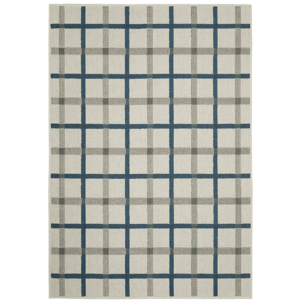Oriental Weavers Torrey Indoor/Outdoor Area Rug - Textured Tri-colored Design, Easy Care Polypropylene For Versatile Spaces Light Grey,Blue Polypropylene T7150h160220st
