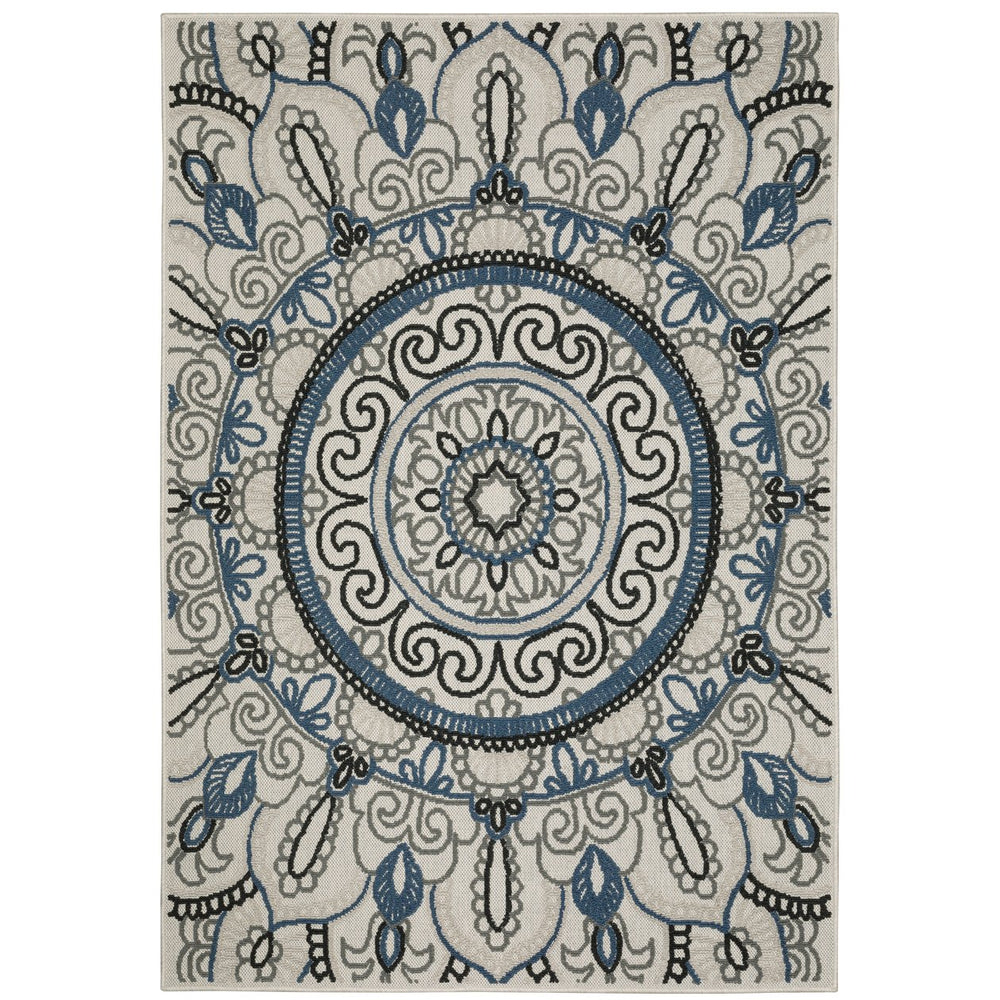 Oriental Weavers Torrey Indoor/Outdoor Area Rug - Unique Textured Design In Tri-colored Shades For Style & Comfort Light Grey,Blue Polypropylene T072j1240305st