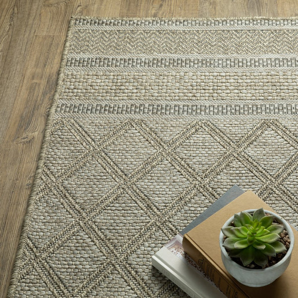 Oriental Weavers Tortuga Indoor/Outdoor Area Rug - Textured Multi-level Design In Neutral Tones For Any Space Beige,Black Polypropylene Ttr08a300390st