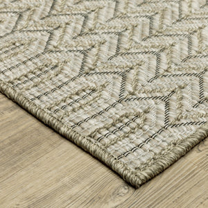 Oriental Weavers Tortuga Indoor/Outdoor Area Rug - Stylish Multi-level Design, Easy-care, Textured Woven Look Beige,Black Polypropylene Ttr09a240305st
