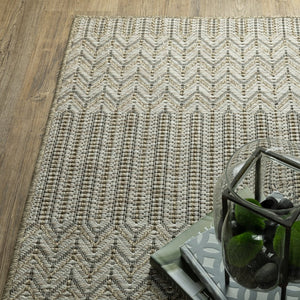 Oriental Weavers Tortuga Indoor/Outdoor Area Rug - Stylish Multi-level Design, Easy-care, Textured Woven Look Beige,Black Polypropylene Ttr09a240305st