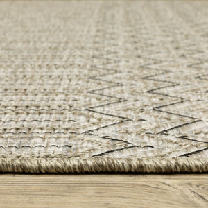 Oriental Weavers Tortuga Indoor/Outdoor Area Rug - Stylish Multi-level Design, Easy-care, Textured Woven Look Beige,Black Polypropylene Ttr09a240305st